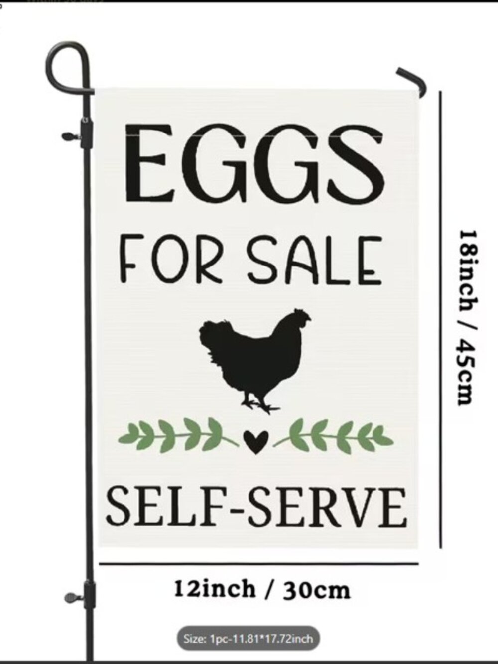 Farmhouse Garden Flag Double Sided Chicken Eggs Self Serve Decor NWT